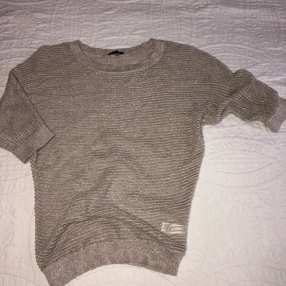 Express Sweaters - EXPRESS metallic beige thin sweater sz XS